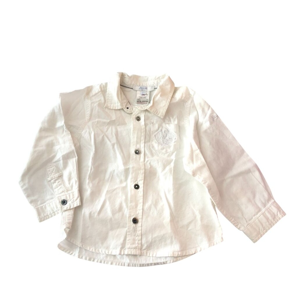 Jacadi Paris Boys Button Down Shirt Cotton White 18M